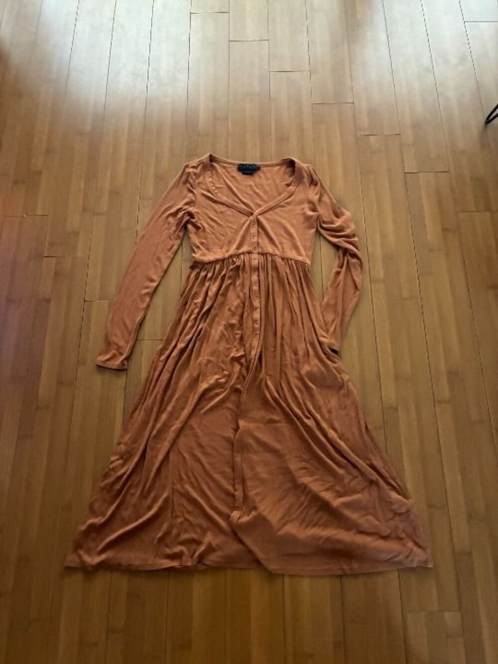 Hatch ribbed brown clay nursing maternity maxi dress - 0 XS